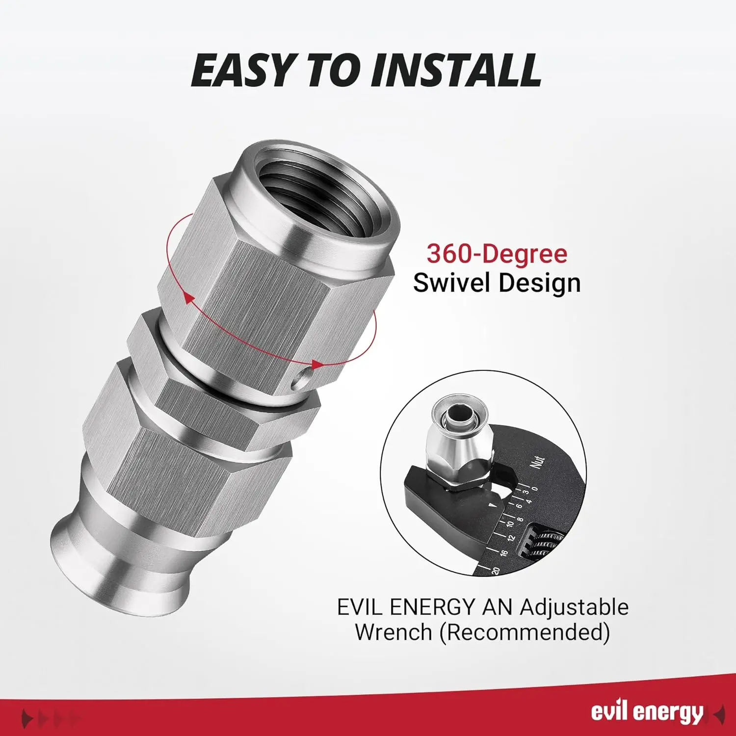 EVIL ENERGY 3/4/6AN Stainless Steel PTFE Hose End Fitting Silver - Image 16