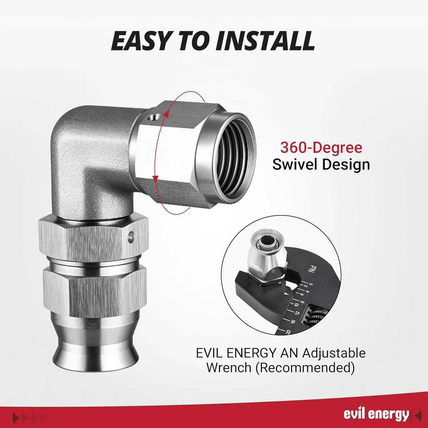 EVIL ENERGY 3/4/6AN Stainless Steel PTFE Hose End Fitting Silver - Image 17