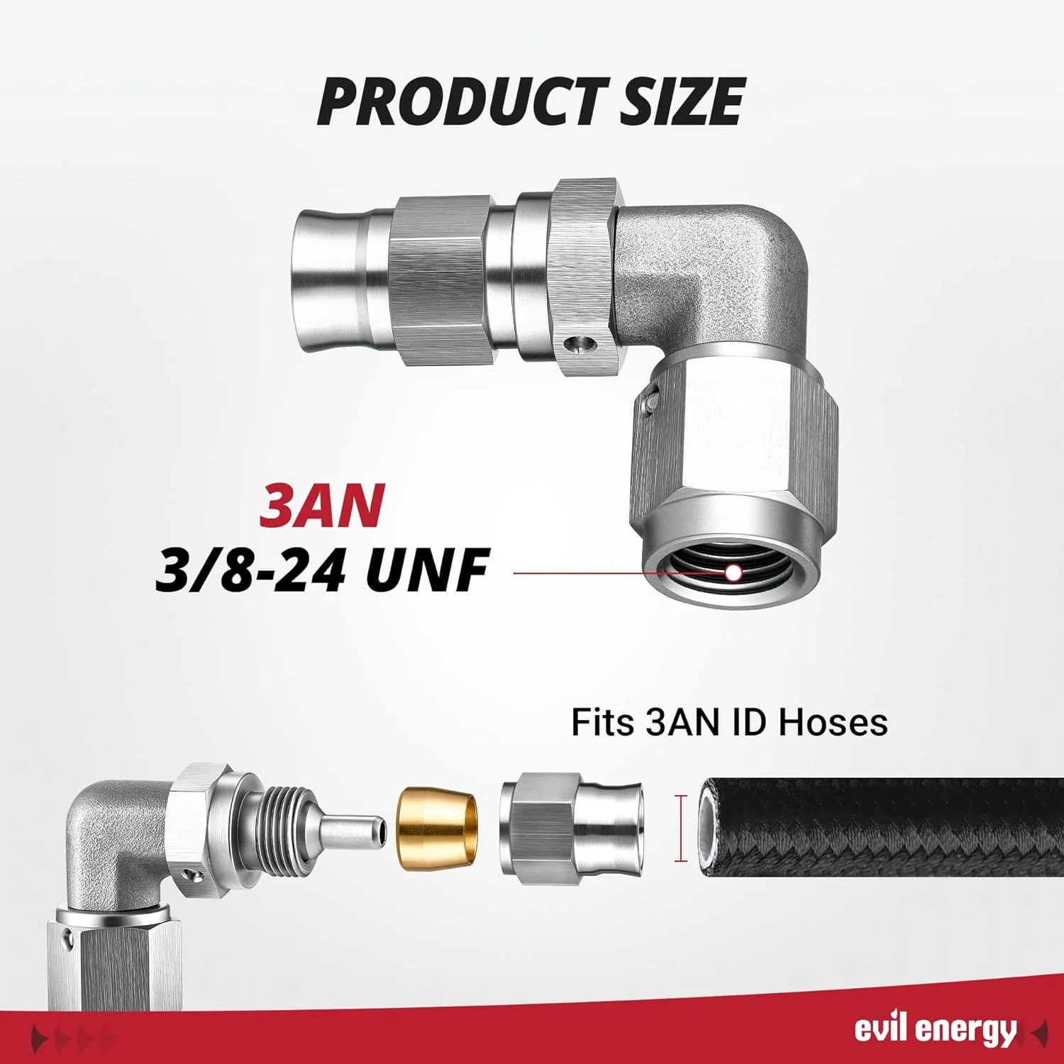 EVIL ENERGY 3/4/6AN Stainless Steel PTFE Hose End Fitting Silver - Image 8