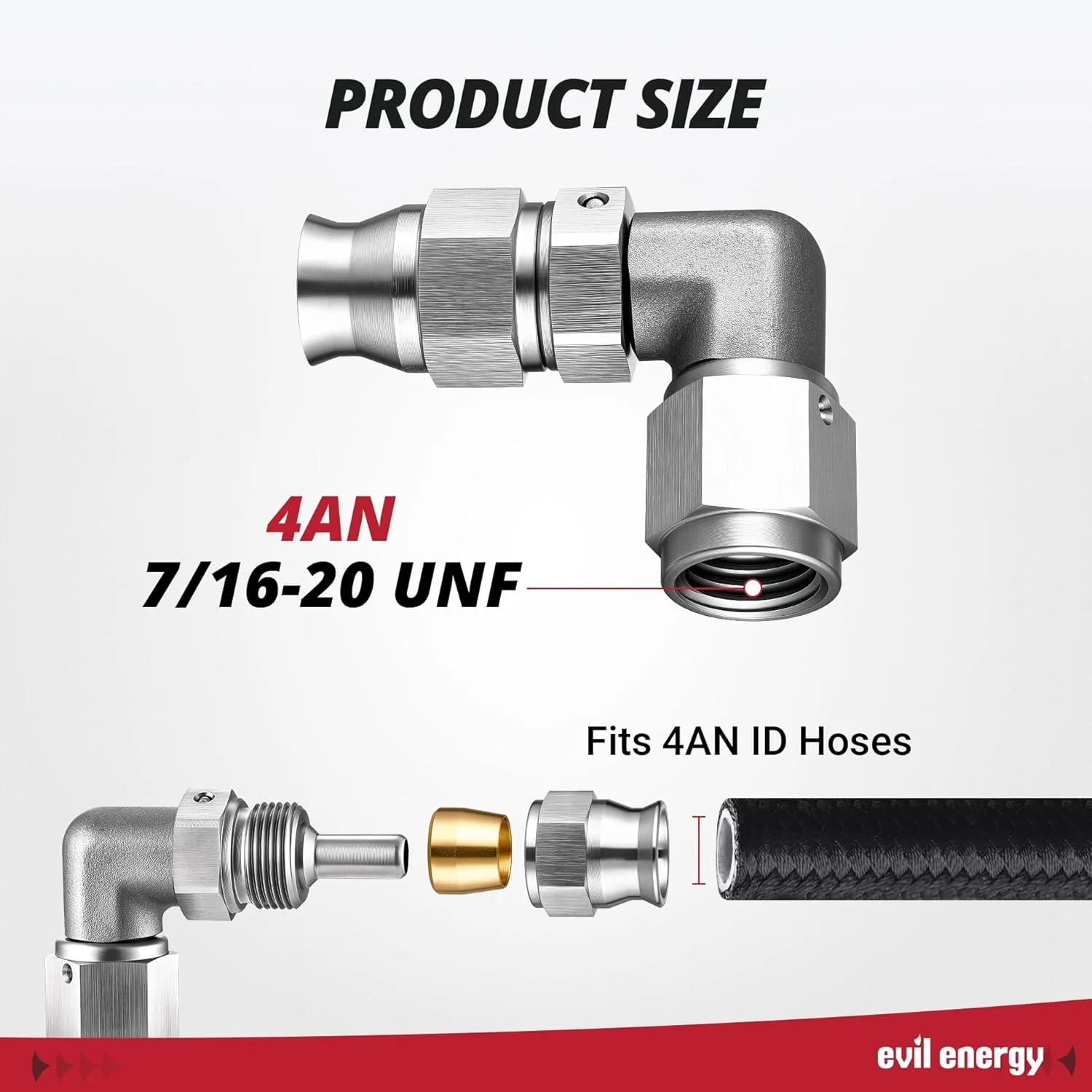 EVIL ENERGY 3/4/6AN Stainless Steel PTFE Hose End Fitting Silver - Image 9