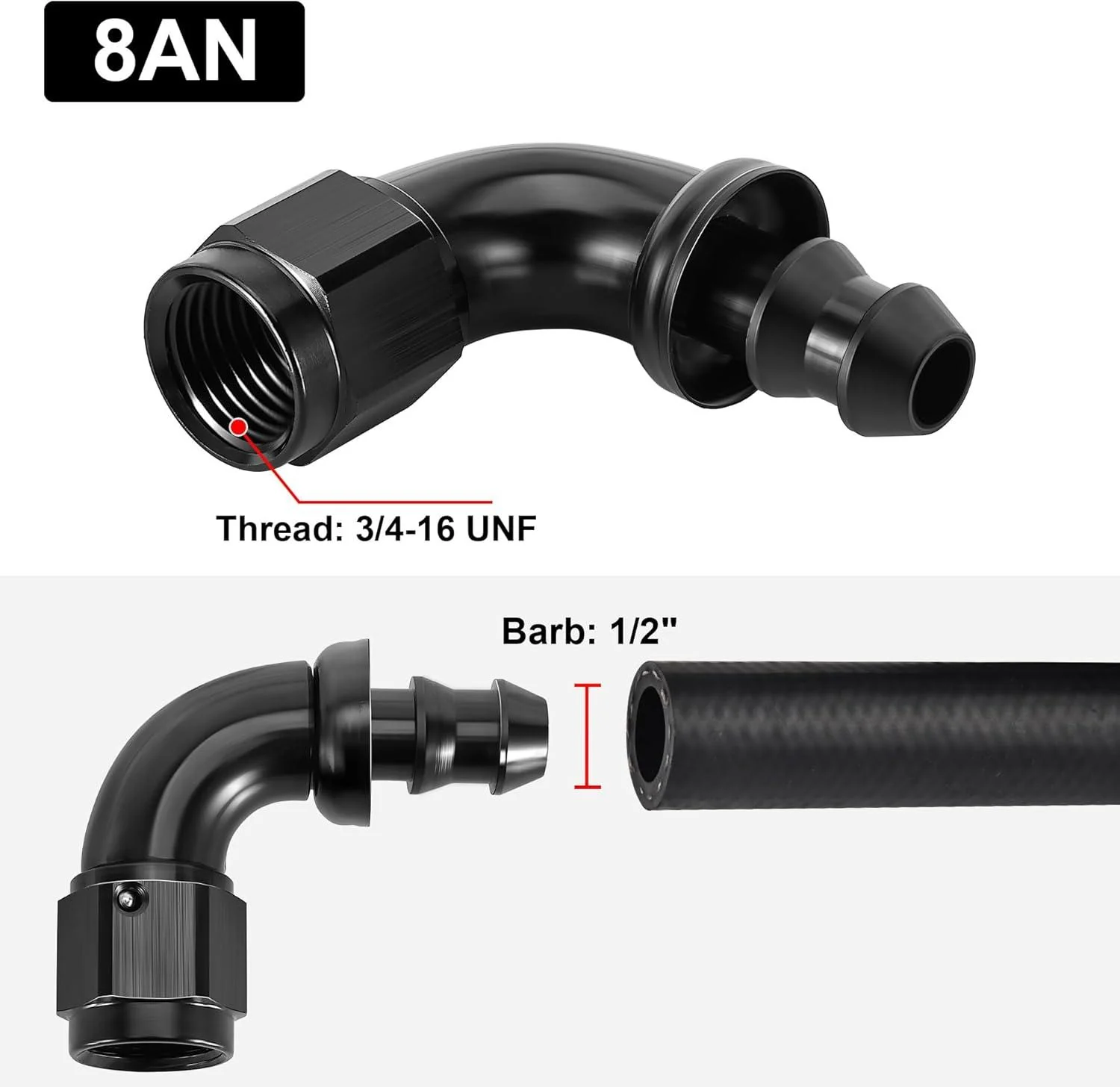 EVIL ENERGY Push Lock Fitting One Piece Full Flow Hose End (4/6/8/10/12AN) - Image 10
