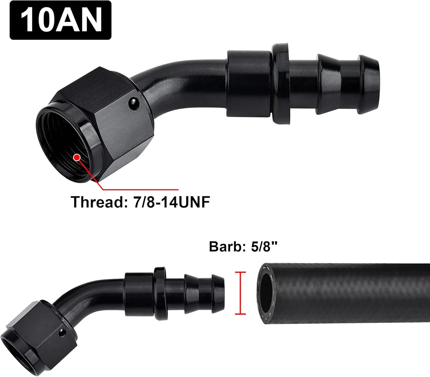 EVIL ENERGY Push Lock Hose End Fitting Kit Aluminum 8pcs（4/6/8/10AN） - Image 11