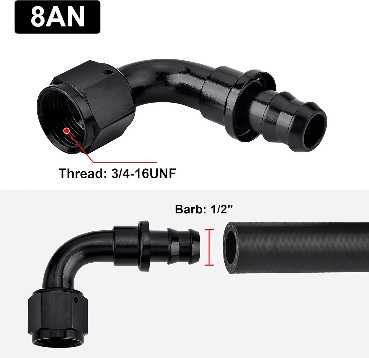 EVIL ENERGY AN Push Lock Hose Fitting End Black (4/6/8/10/12AN) - Image 32