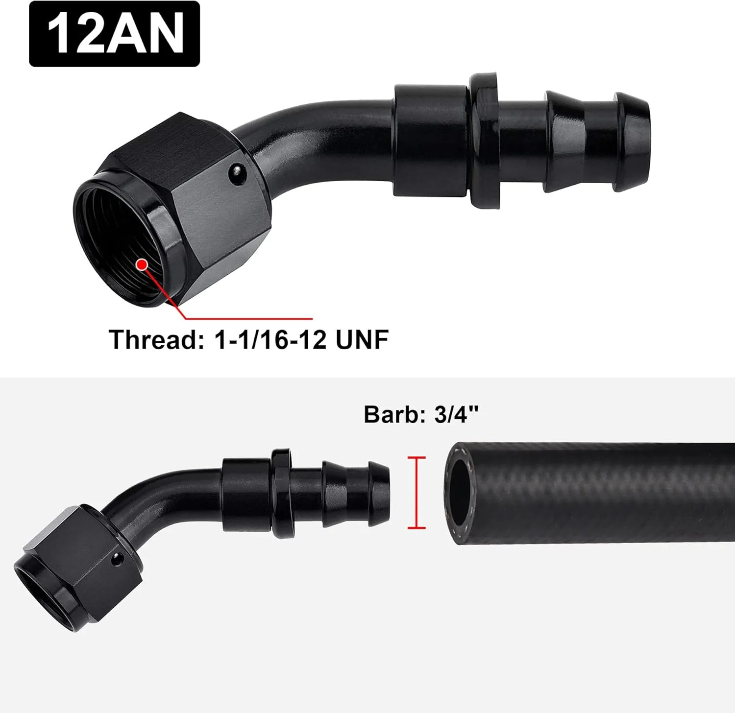 EVIL ENERGY AN Push Lock Hose Fitting End Black (4/6/8/10/12AN) - Image 34