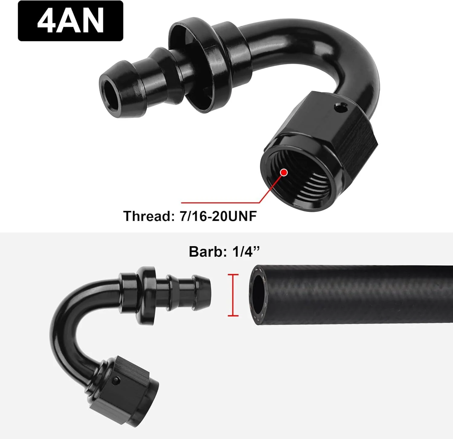 EVIL ENERGY AN Push Lock Hose Fitting End Black (4/6/8/10/12AN) - Image 44