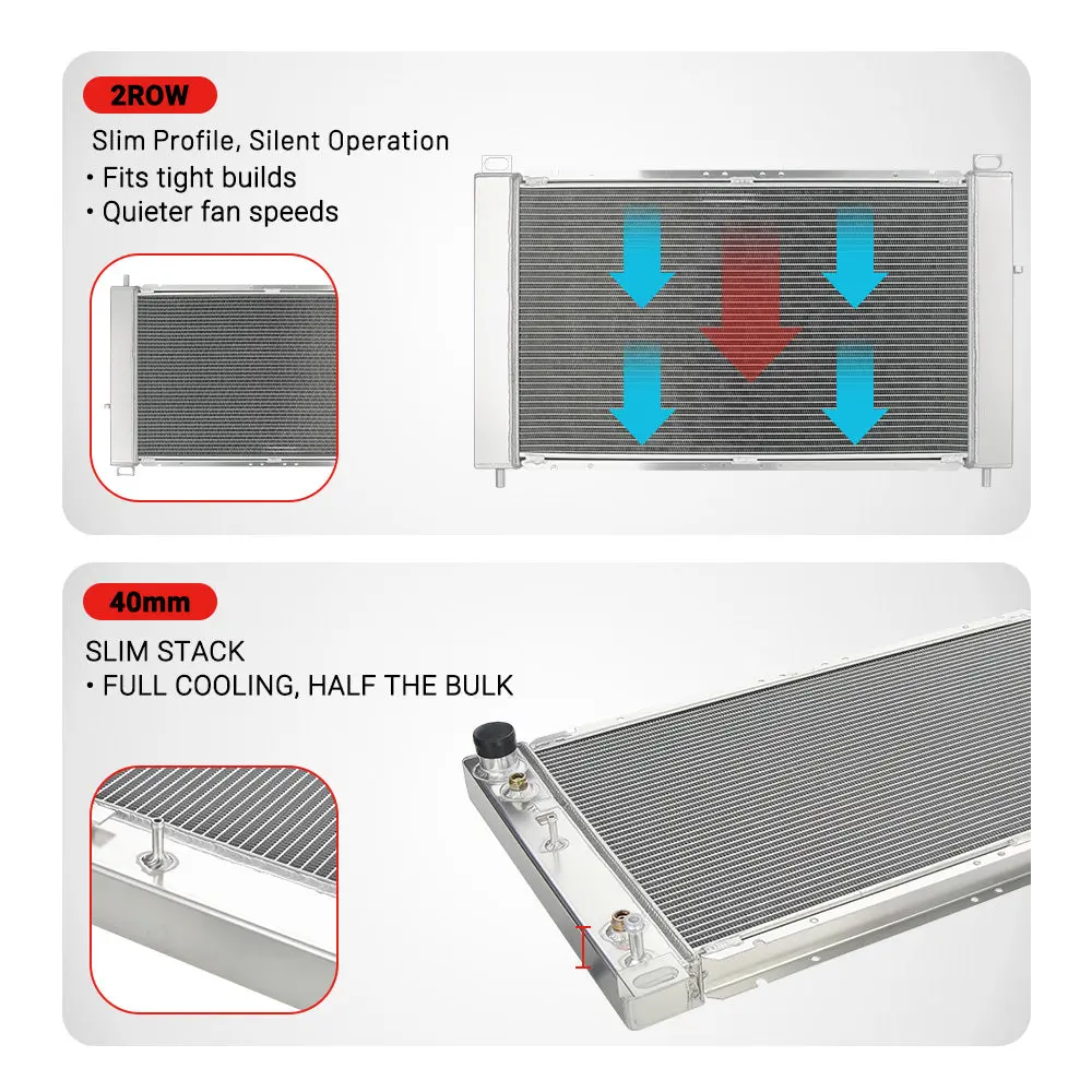 EVIL ENERGY Lightweight 2-Row 30mm Radiator | High-Performance Cooling for Compact Vehicles | Fits 1999-2013 Silverado, Tahoe, GMC Sierra, Hummer H2 4.8L, 5.3L, 6.0L, 6.2L - Image 3