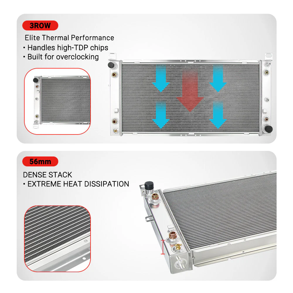 EVIL ENERGY Radiator | 3ROW-56mm | High-Performance Cooling | Fits 1999-2013 Silverado, Tahoe, GMC Sierra, Hummer H2 5.3L, 6.0L, 6.2L - Image 3