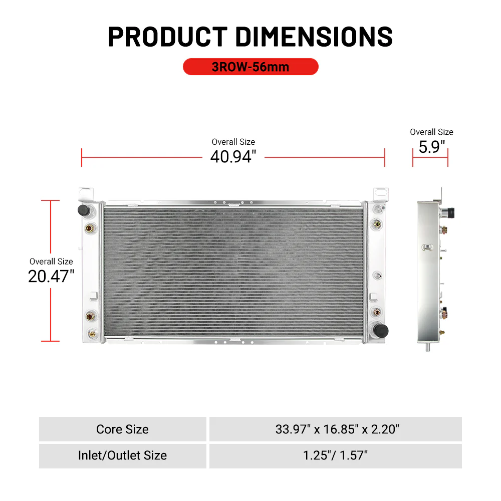EVIL ENERGY Radiator | 3ROW-56mm | High-Performance Cooling | Fits 1999-2013 Silverado, Tahoe, GMC Sierra, Hummer H2 5.3L, 6.0L, 6.2L - Image 4