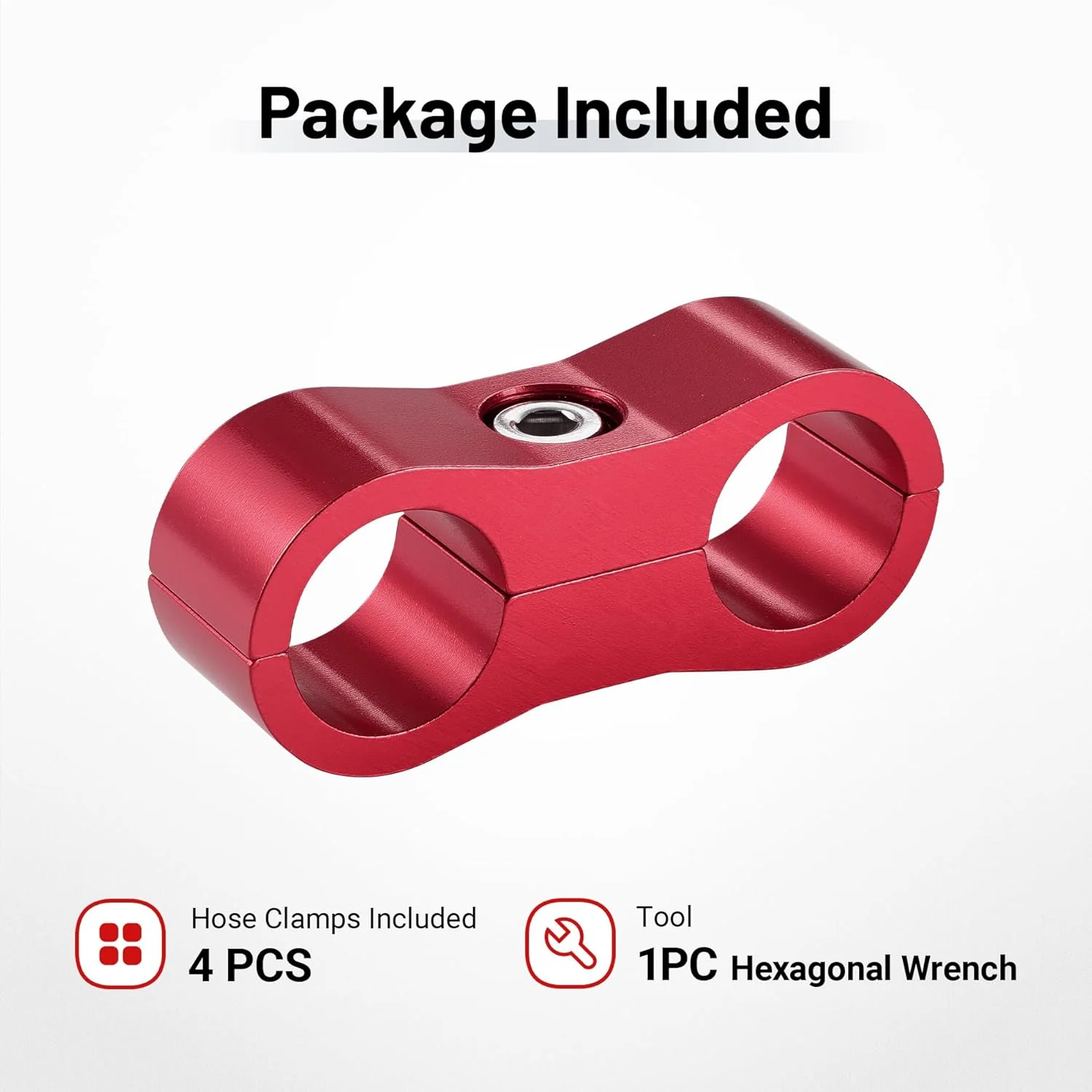 EVIL ENERGY 4/6/8/10AN Hose Separator Clamp, Fuel Line Mounting Clamp Aluminum 4PCS Red - Image 10
