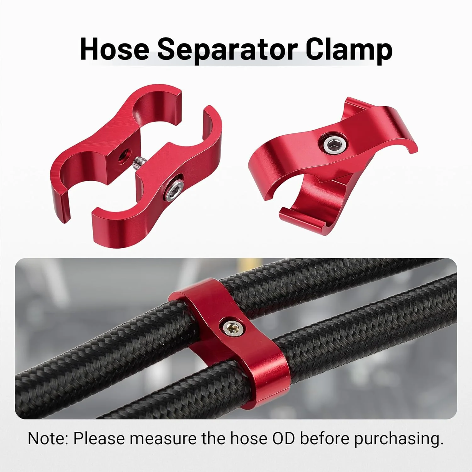 EVIL ENERGY 4/6/8/10AN Hose Separator Clamp, Fuel Line Mounting Clamp Aluminum 4PCS Red - Image 12