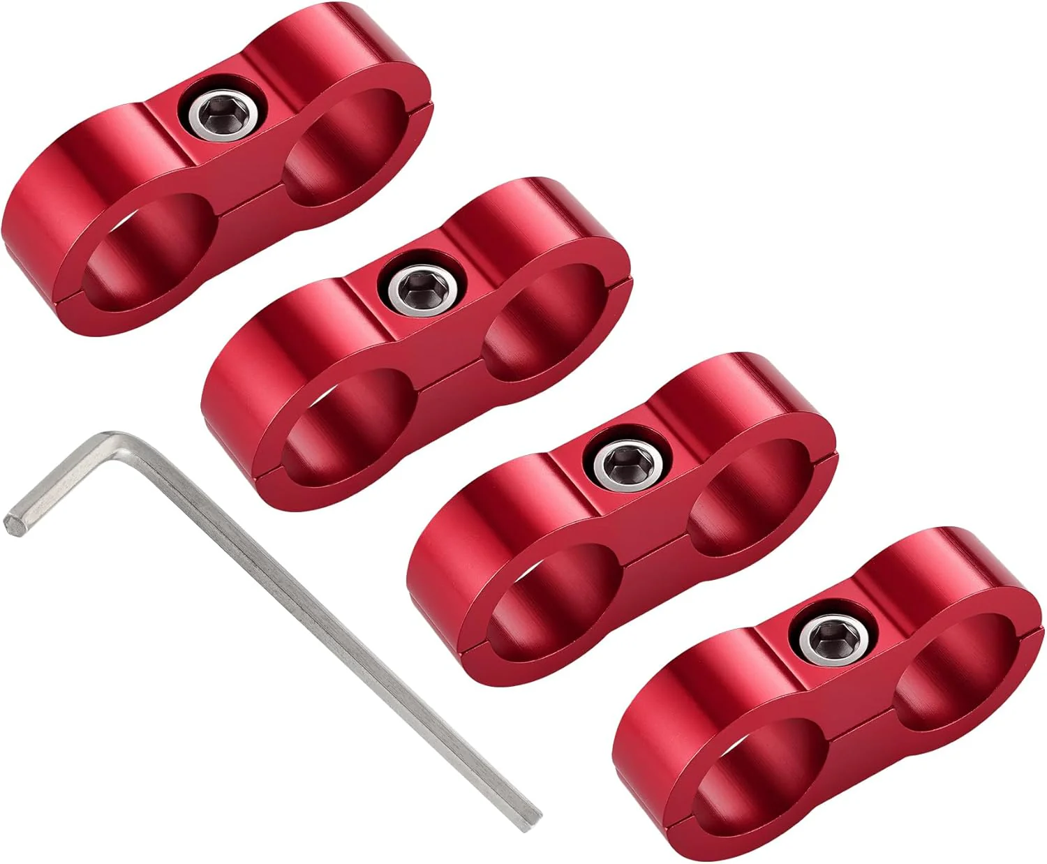 EVIL ENERGY 4/6/8/10AN Hose Separator Clamp, Fuel Line Mounting Clamp Aluminum 4PCS Red - Image 14