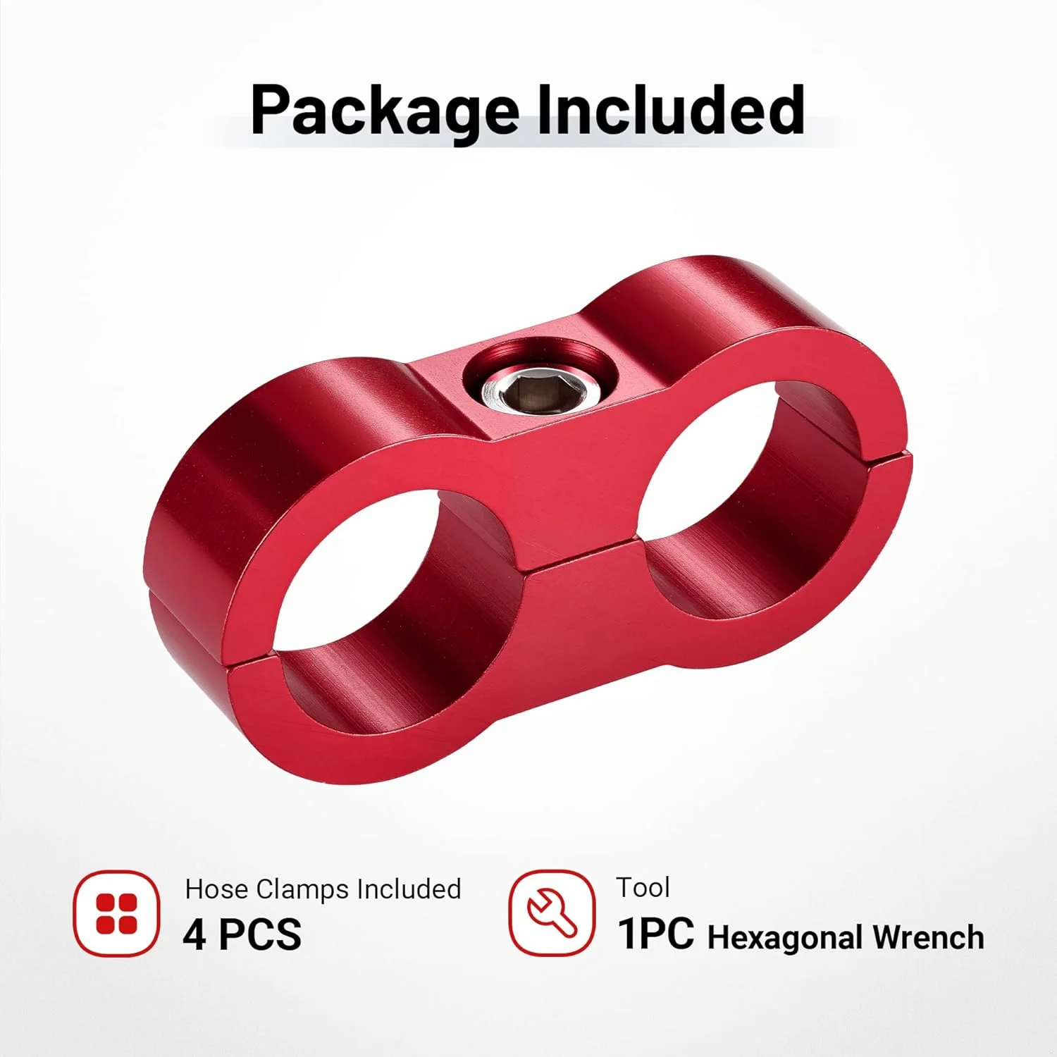 EVIL ENERGY 4/6/8/10AN Hose Separator Clamp, Fuel Line Mounting Clamp Aluminum 4PCS Red - Image 16