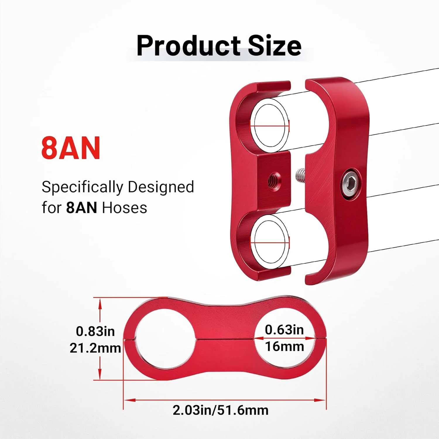 EVIL ENERGY 4/6/8/10AN Hose Separator Clamp, Fuel Line Mounting Clamp Aluminum 4PCS Red - Image 21
