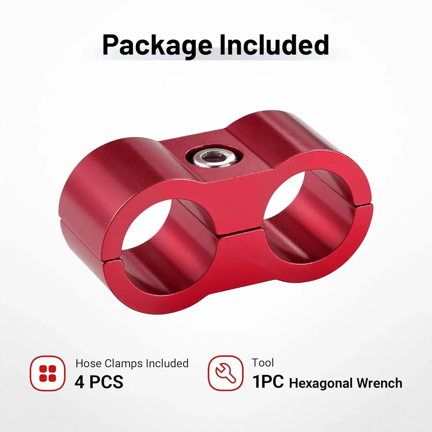 EVIL ENERGY 4/6/8/10AN Hose Separator Clamp, Fuel Line Mounting Clamp Aluminum 4PCS Red - Image 4