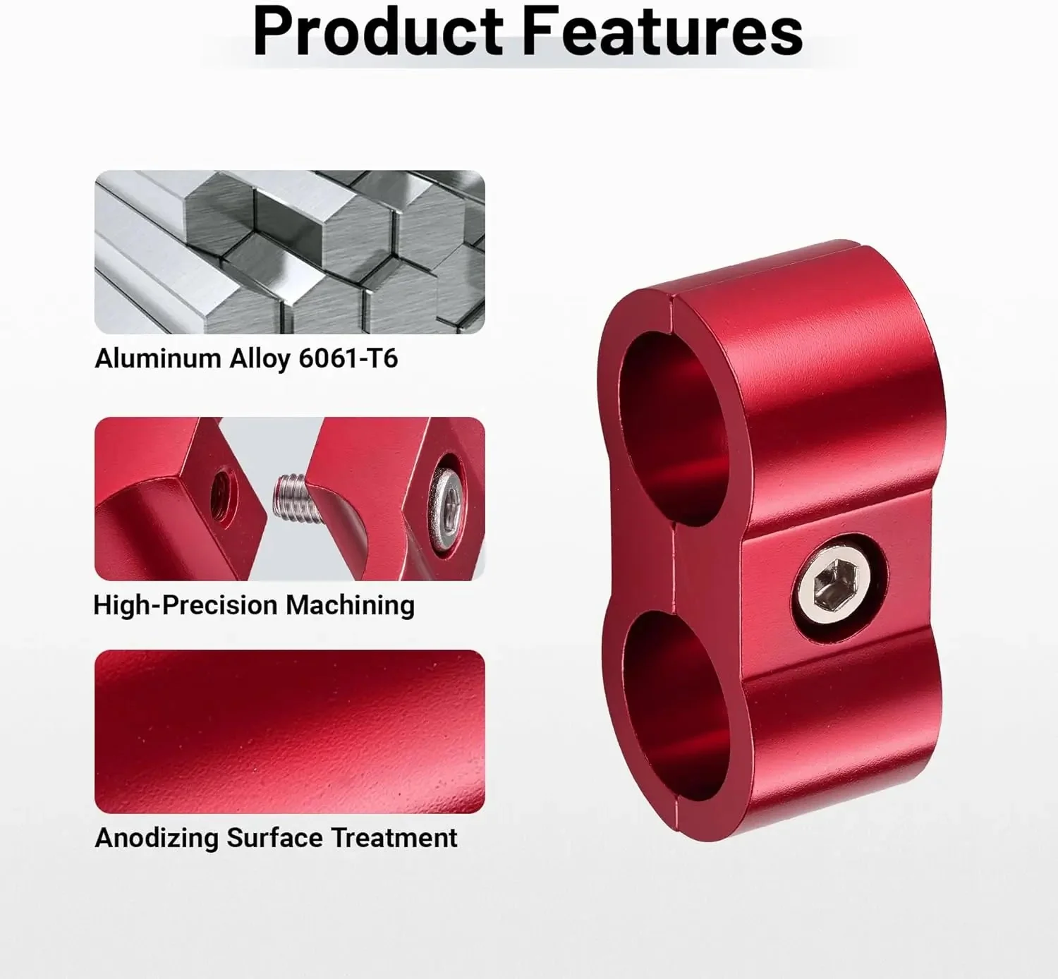 EVIL ENERGY 4/6/8/10AN Hose Separator Clamp, Fuel Line Mounting Clamp Aluminum 4PCS Red - Image 5