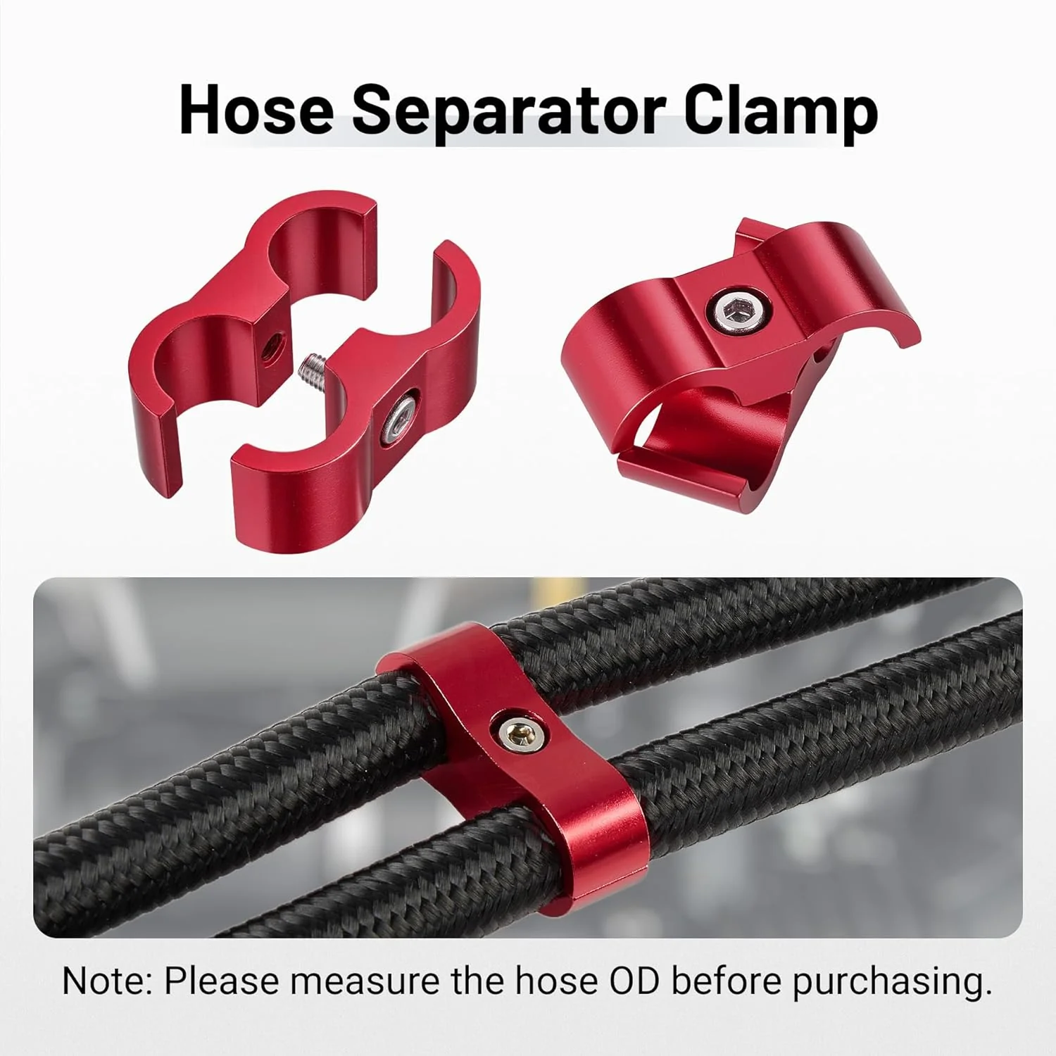 EVIL ENERGY 4/6/8/10AN Hose Separator Clamp, Fuel Line Mounting Clamp Aluminum 4PCS Red - Image 6