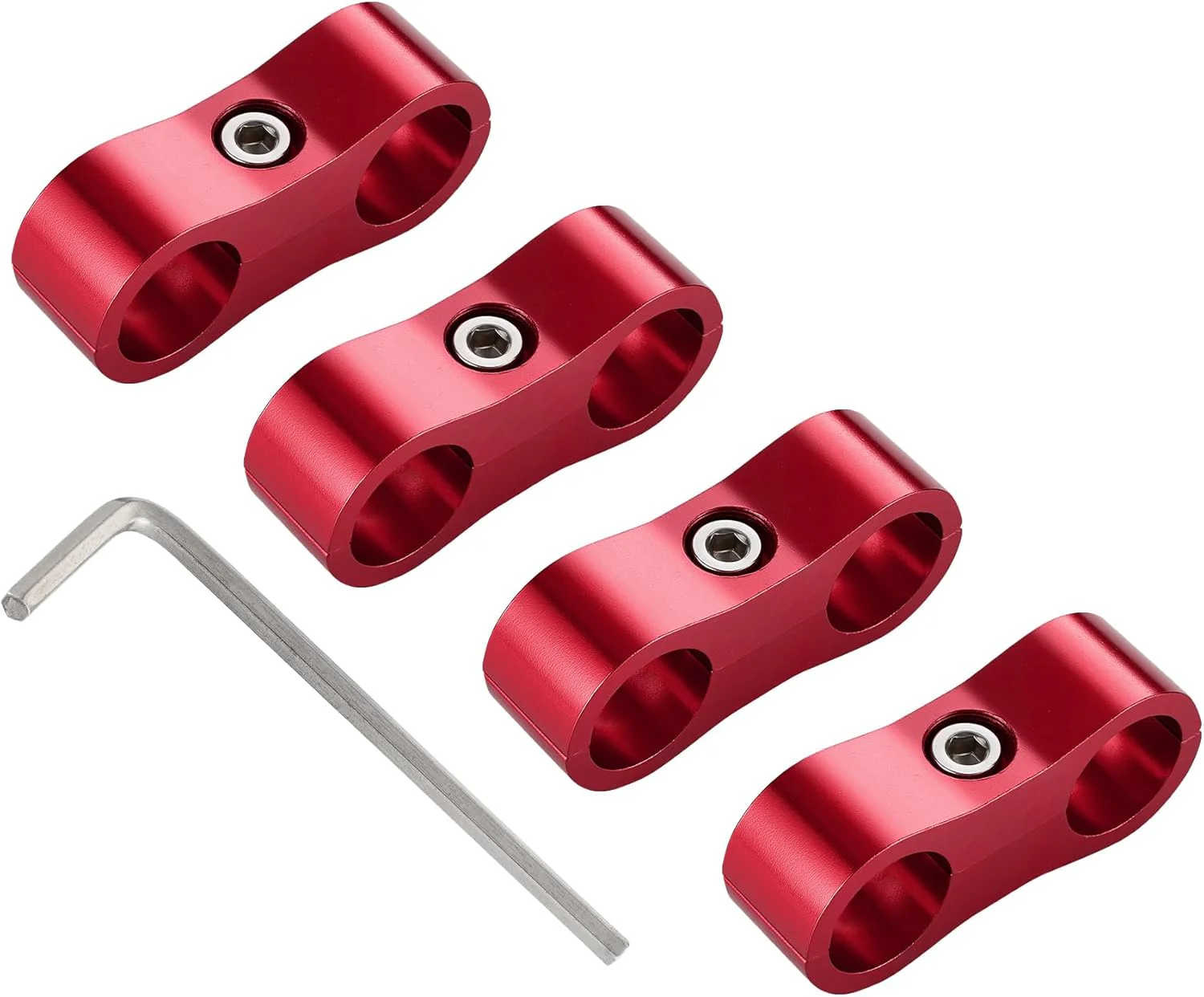 EVIL ENERGY 4/6/8/10AN Hose Separator Clamp, Fuel Line Mounting Clamp Aluminum 4PCS Red - Image 8