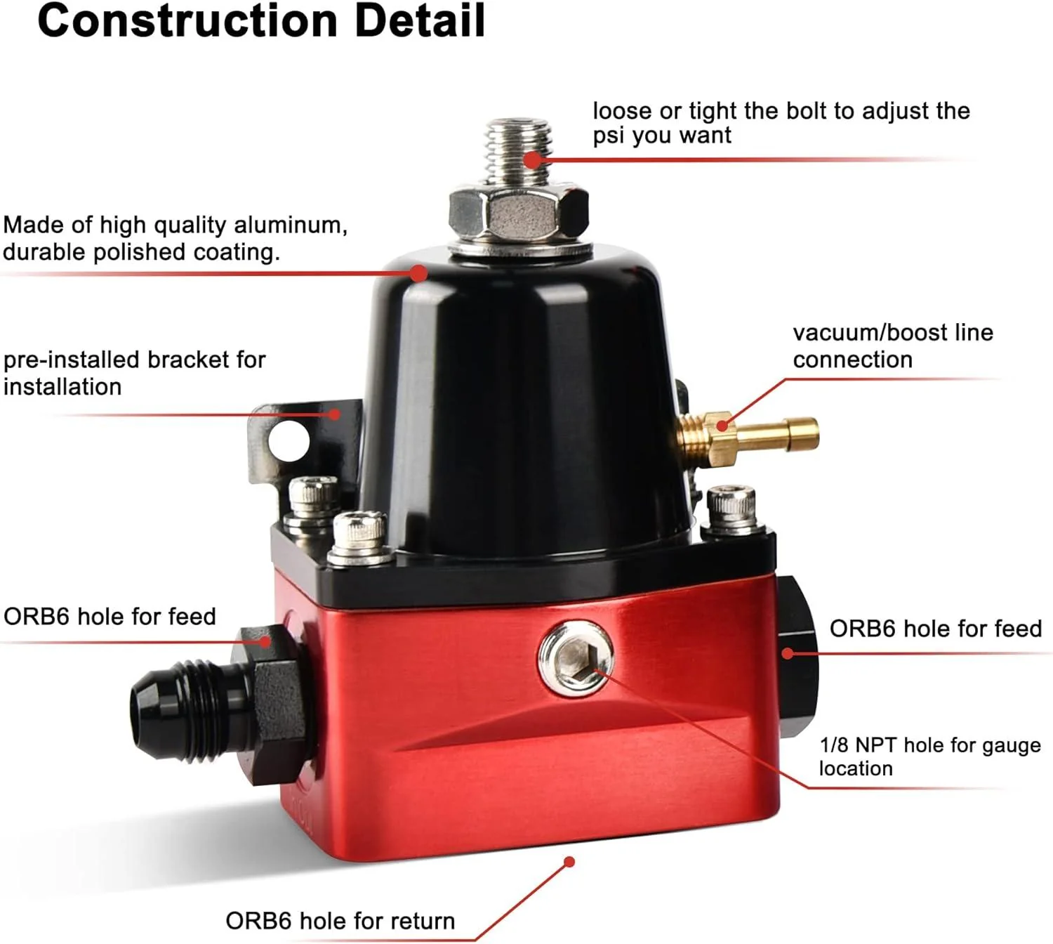 EVIL ENERGY EFI Fuel System Kit Return-Style Fuel Pressure Regulator 20-120PS CPE/PTFE Hose LineI Universal - Image 6