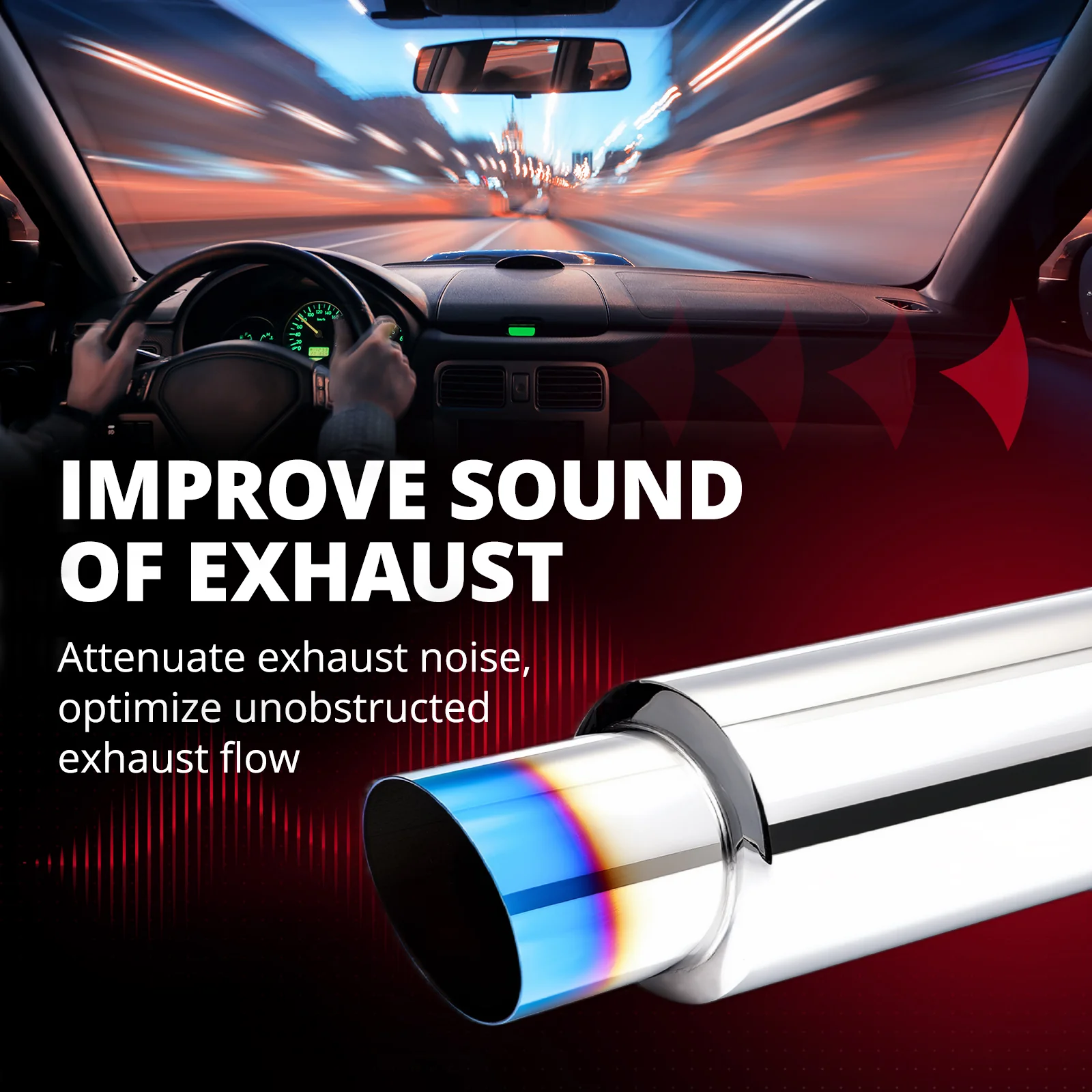 EVIL ENERGY Slant-Cut Exhaust Muffler Tip – Blue 14.6-inch Angled Outlet, Performance Sound & Aggressive Look - Image 12