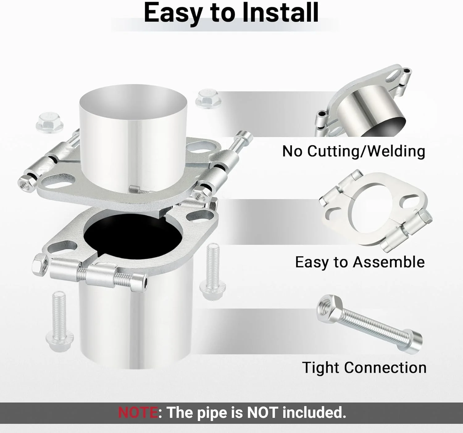 EVIL ENERGY Split Flange Repair Kit, Carbon Steel Exhaust Replacement (2/2.5/3 Inch) - Image 5