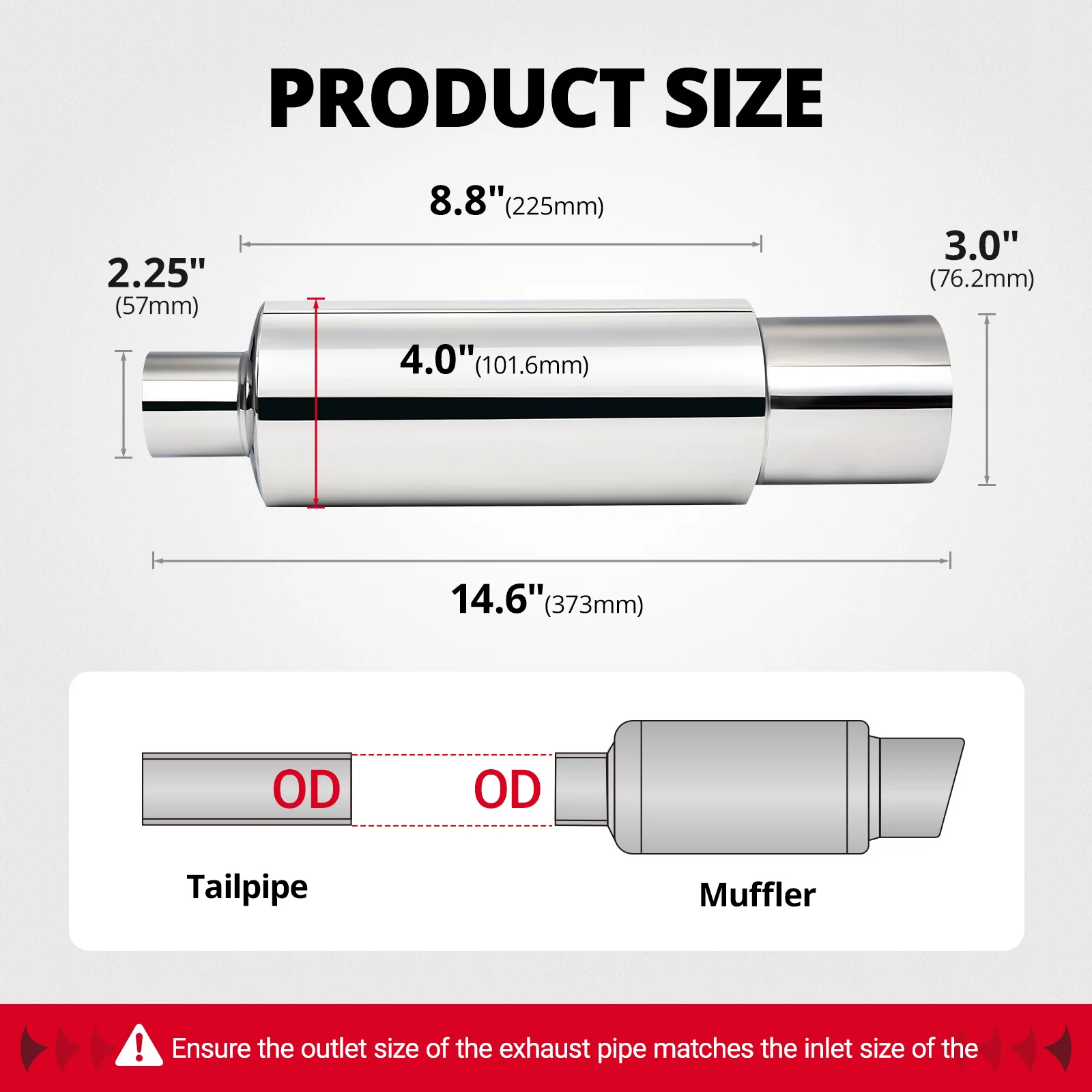 EVIL ENERGY Straight-Cut Exhaust Muffler Tip – Silver 14.6-inch Length, OEM Style Upgrade - Image 6