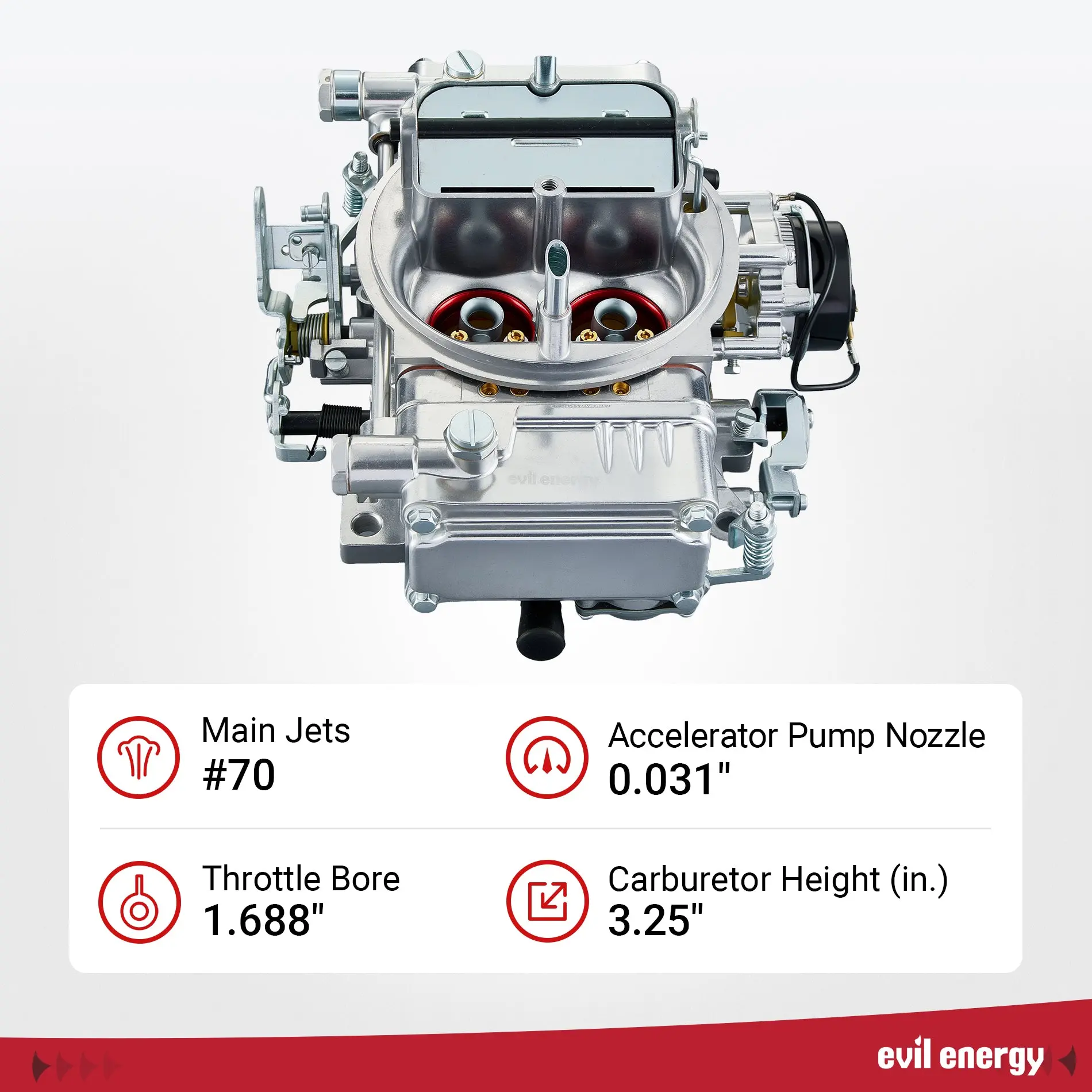 Evil Energy STREET 650 CFM 4-Barrel Carburetor Electric Choke Mechanical Secondary - Image 3