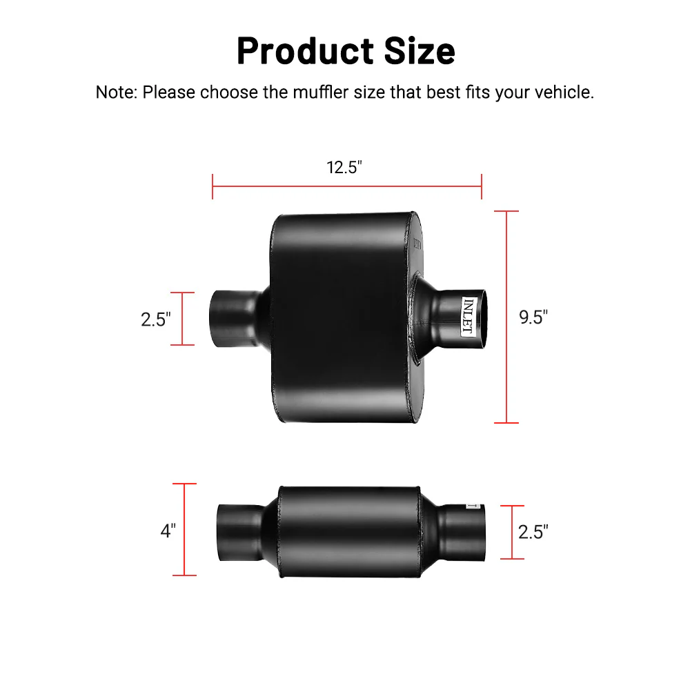 EVIL ENERGY 2.5 In 2.5 Out/3.0 In 3.0 Out Super 10 Series Center In Center Out Exhaust Muffler - Image 6
