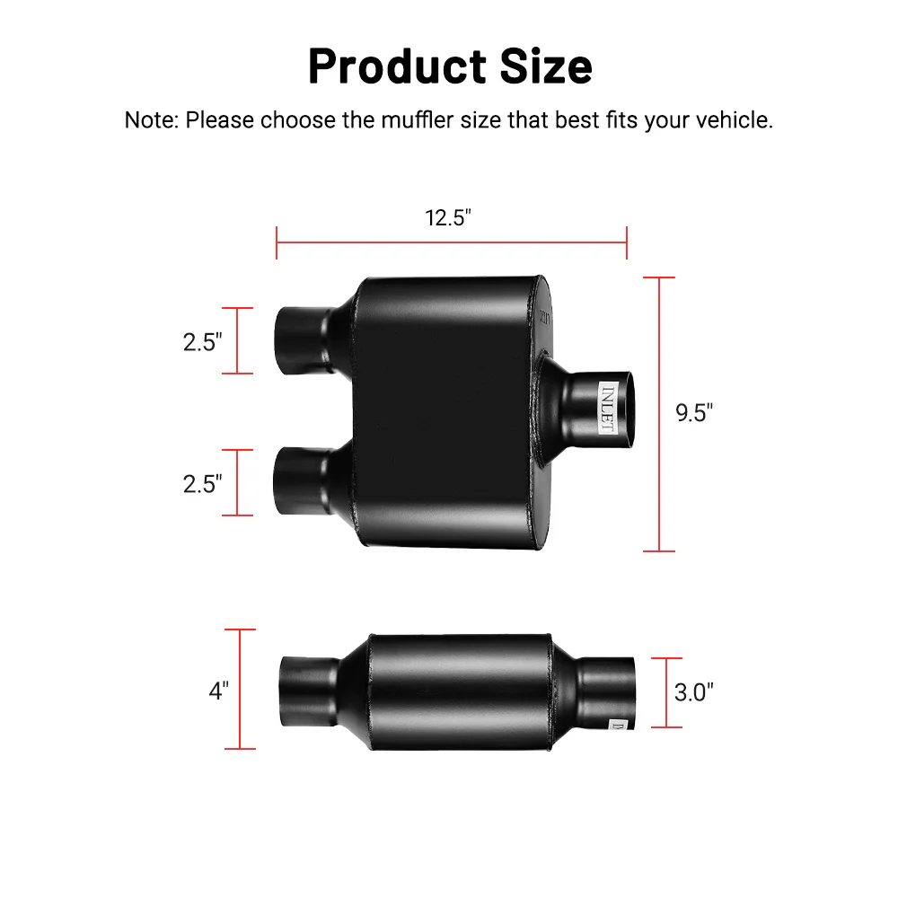 EVIL ENERGY 2.5-inch In 2.25-inch Out/3.0-inch In 2.5-inch Out Super 10 Series Center In Dual Out Exhaust Muffler - Image 7
