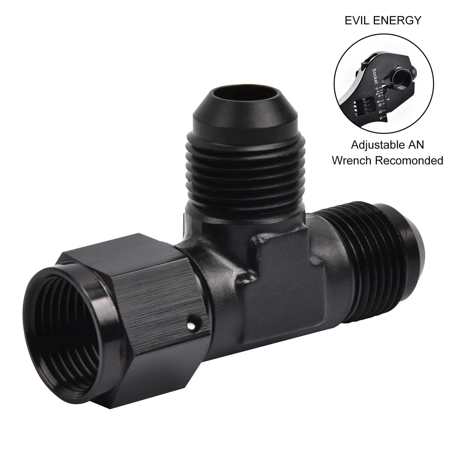 EVIL ENERGY 6/8/10AN Flare Male Tee Fitting Adapter with Female Swivel on Run - Image 4