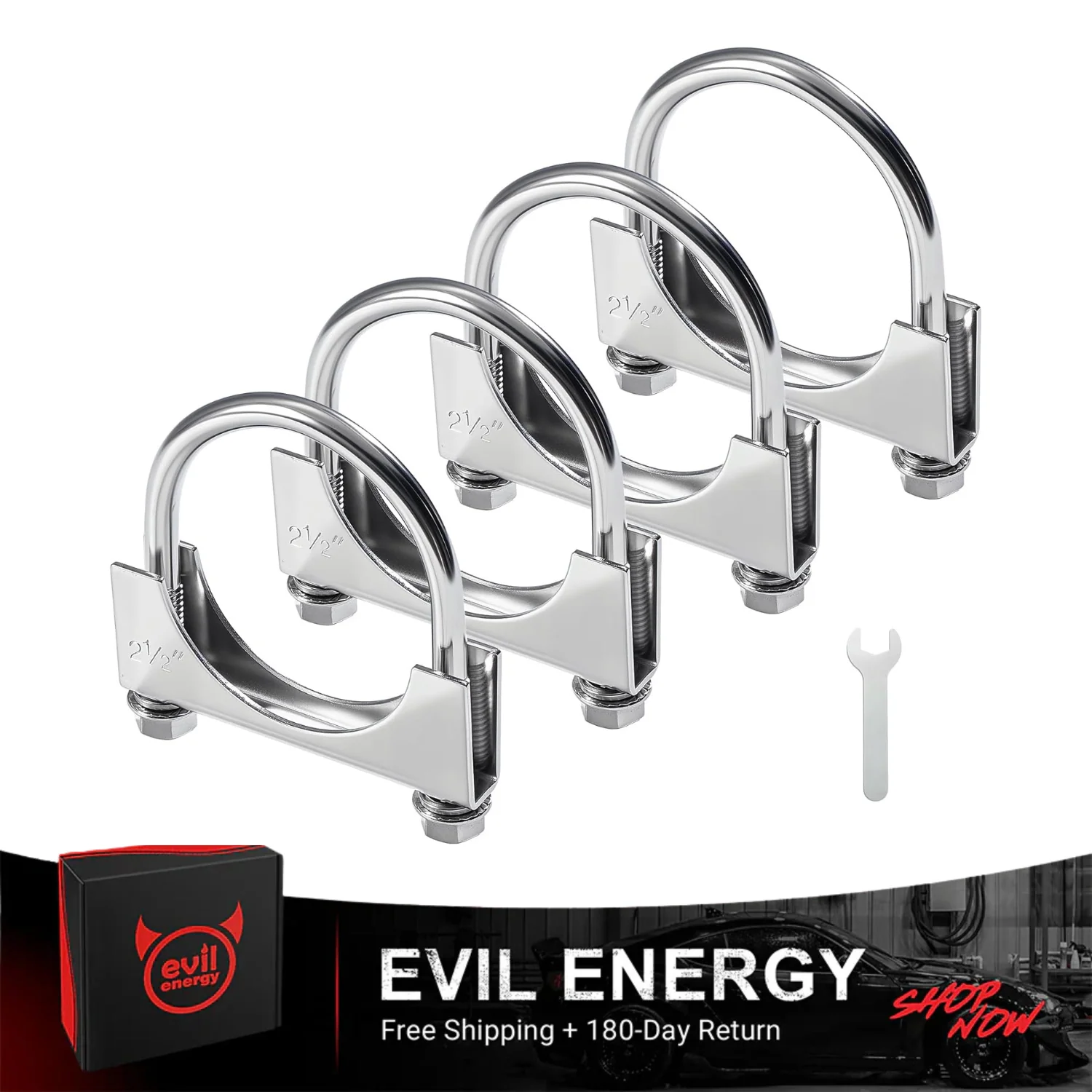 EVIL ENERGY U Bolt Exhaust Clamp Stainless Steel Saddle Style for 1.5–5.0 Inch OD Pipe (2PCS) - Image 11