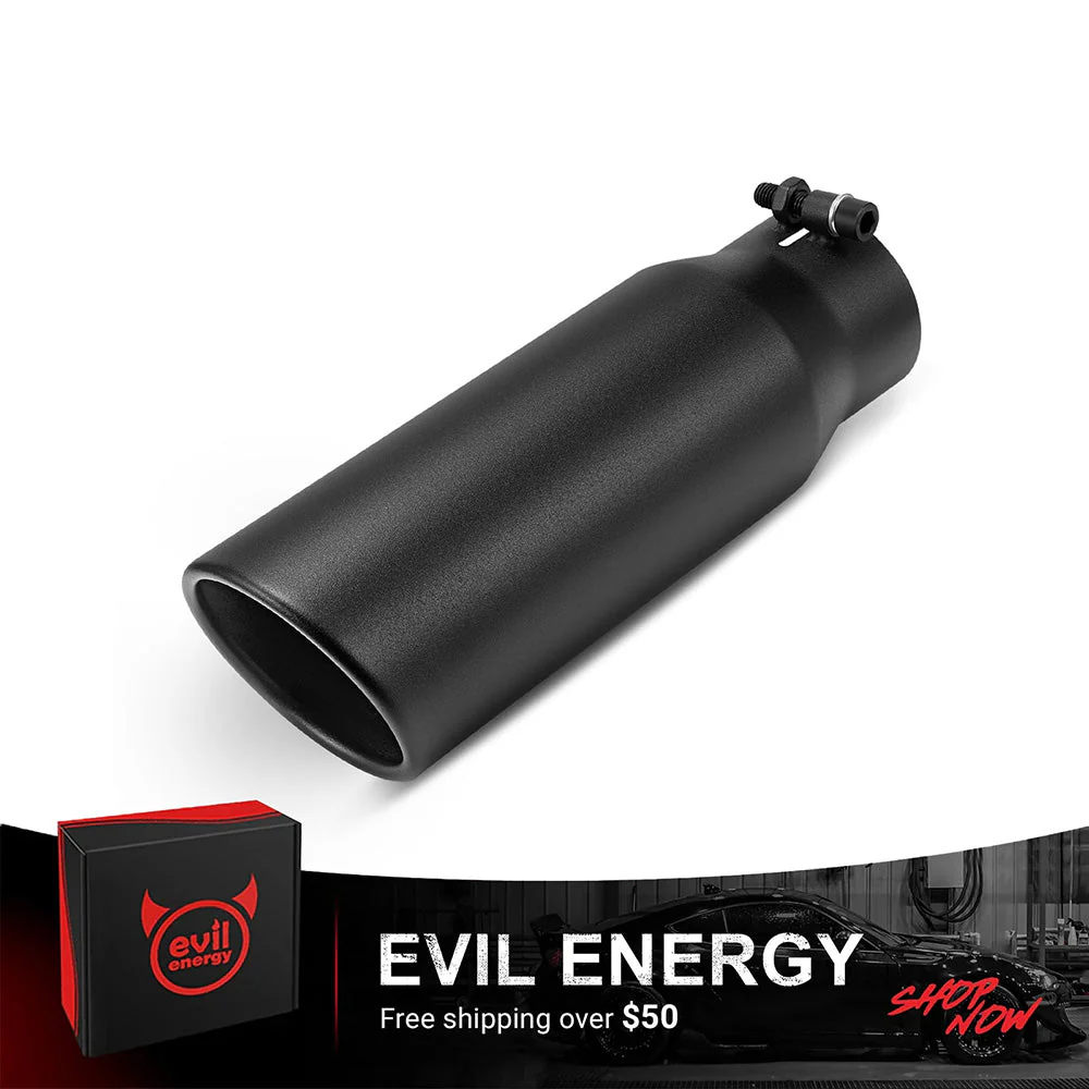 EVIL ENERGY Universal Diesel Exhaust Tip for Trucks, Universal Bolt-On, Black Powder Coated/Polished Stainless Steel