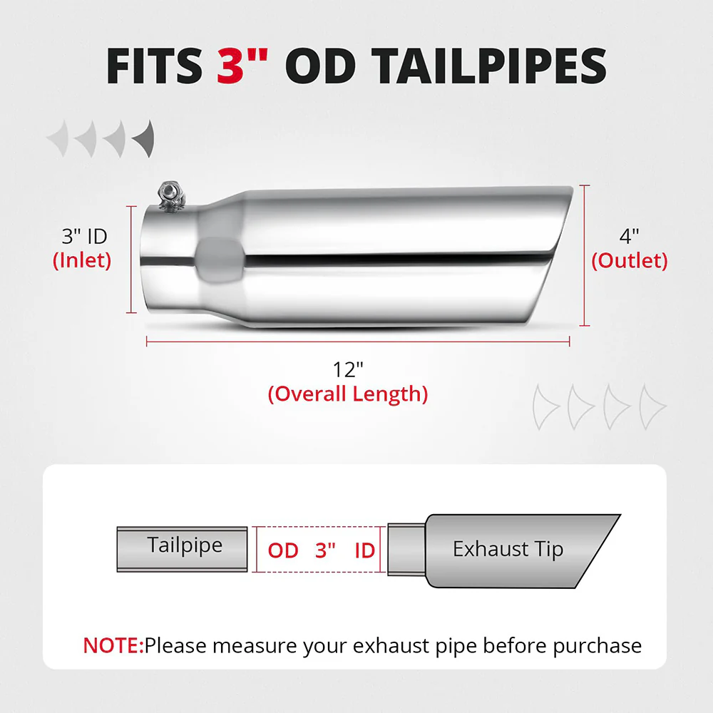 EVIL ENERGY Universal Diesel Exhaust Tip for Trucks, Universal Bolt-On, Black Powder Coated/Polished Stainless Steel - Image 21