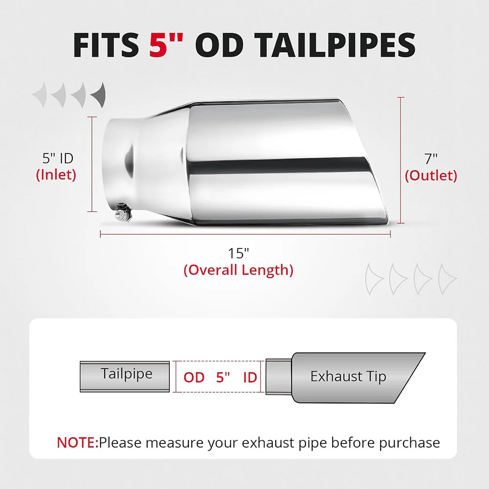 EVIL ENERGY Universal Diesel Exhaust Tip for Trucks, Universal Bolt-On, Black Powder Coated/Polished Stainless Steel - Image 23