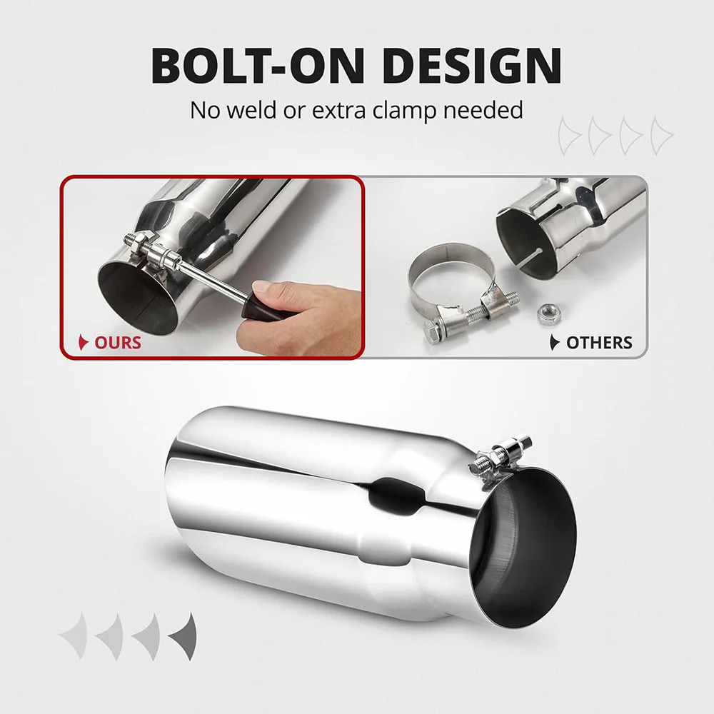EVIL ENERGY Universal Diesel Exhaust Tip for Trucks, Universal Bolt-On, Black Powder Coated/Polished Stainless Steel - Image 26