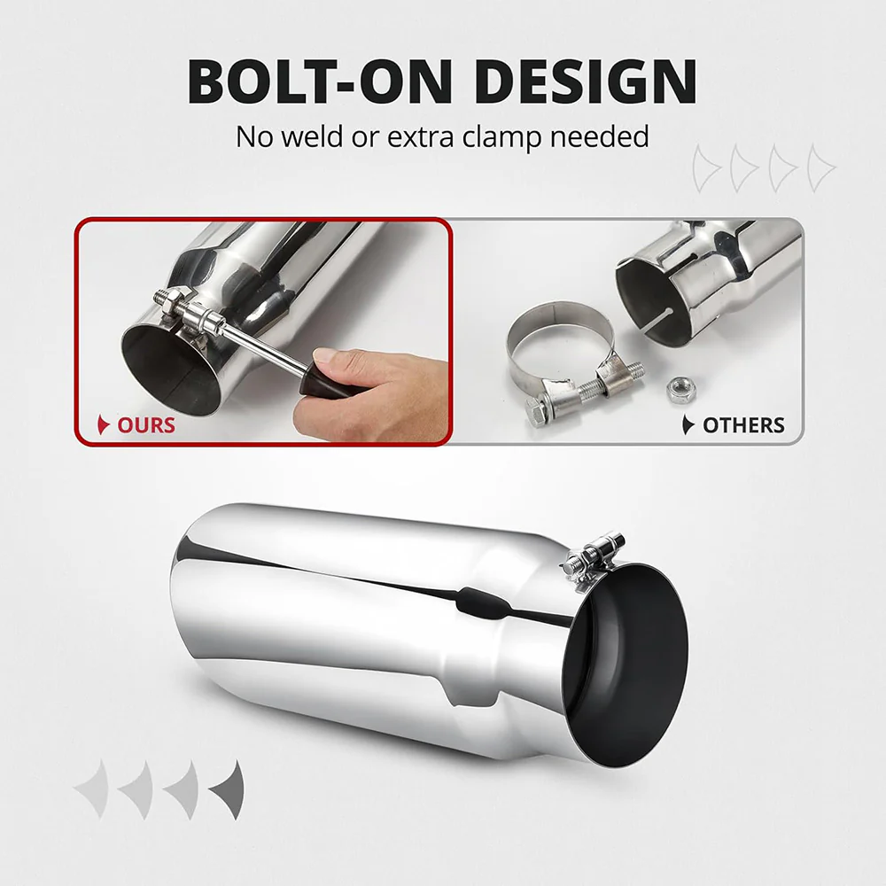 EVIL ENERGY Universal Diesel Exhaust Tip for Trucks, Universal Bolt-On, Black Powder Coated/Polished Stainless Steel - Image 27