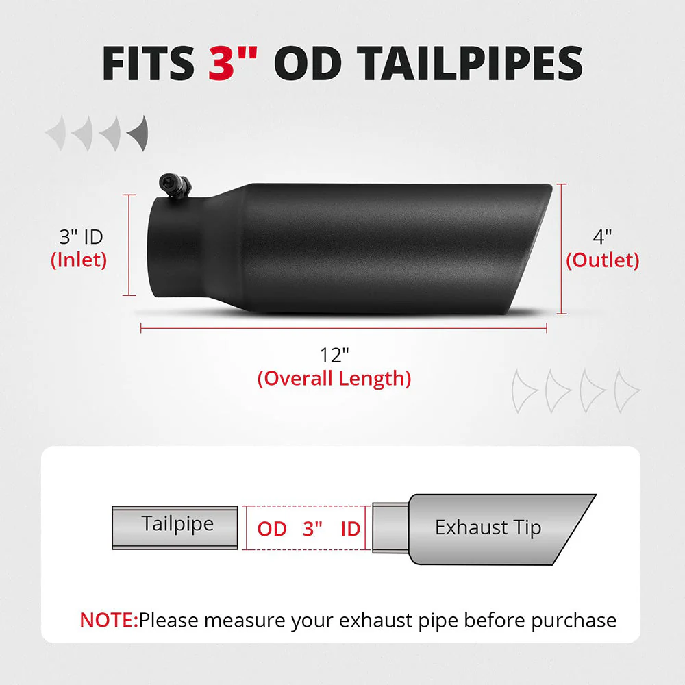 EVIL ENERGY Universal Diesel Exhaust Tip for Trucks, Universal Bolt-On, Black Powder Coated/Polished Stainless Steel - Image 5