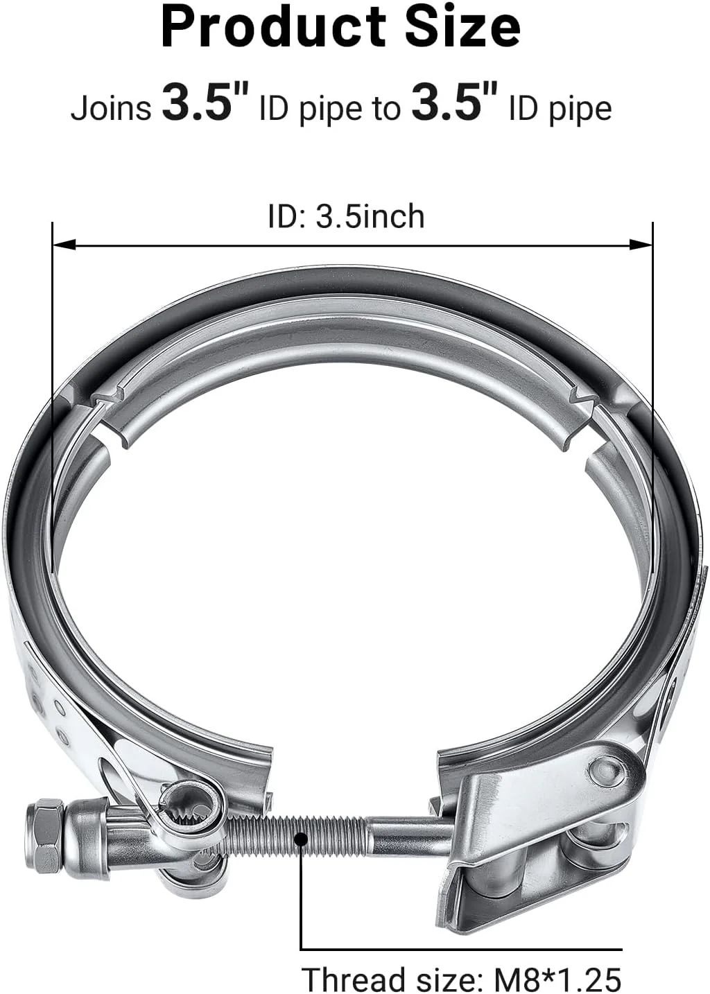 EVIL ENERGY V Band Clamp Quick Release Stainless Steel Male Female Mild Steel (without Flange) - Image 2