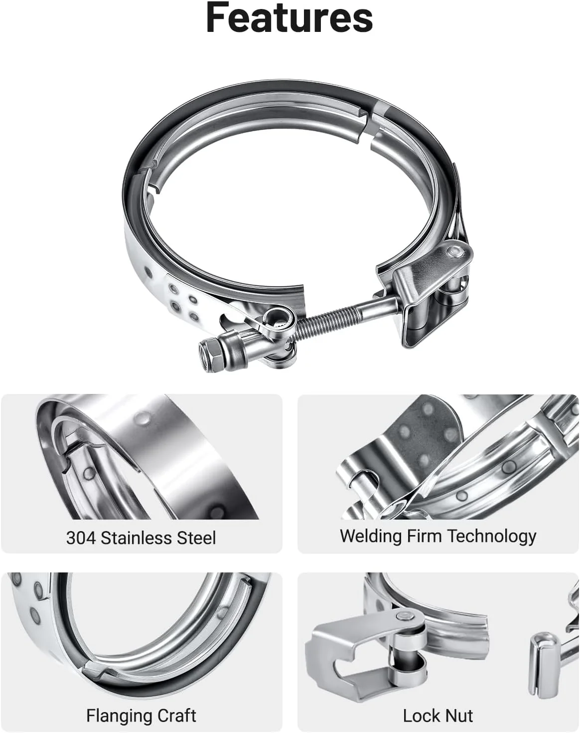 EVIL ENERGY V Band Clamp Quick Release Stainless Steel Male Female Mild Steel (without Flange) - Image 4
