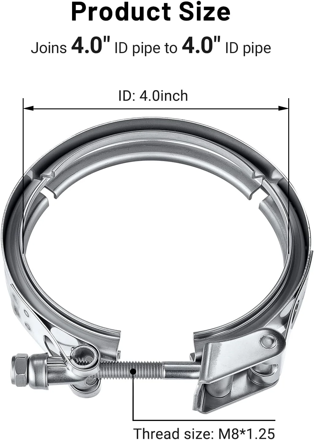 EVIL ENERGY V Band Clamp Quick Release Stainless Steel Male Female Mild Steel (without Flange) - Image 7