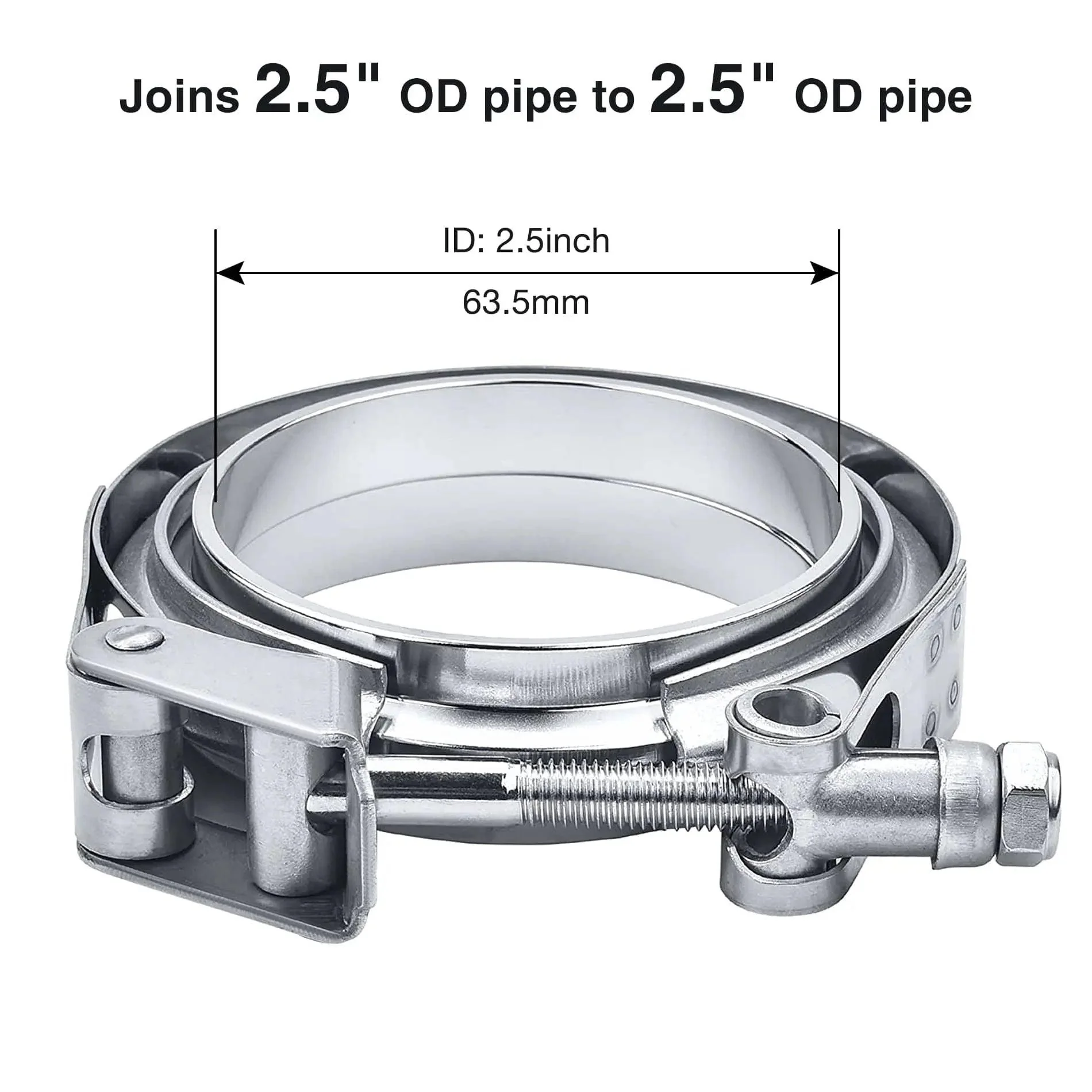 EVIL ENERGY V Band Clamp Quick Release Stainless Steel with Flange Male Female Mild Steel (2.5/3/3.5 Inch) - Image 5