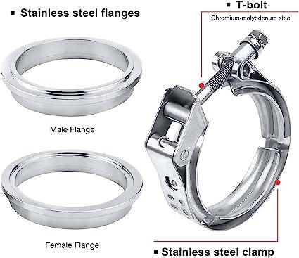 EVIL ENERGY V Band Clamp with Flange Male Female Quick Release Stainless Steel(2.5/3.0 Inch) - Image 3