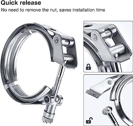 EVIL ENERGY V Band Clamp with Flange Male Female Quick Release Stainless Steel(2.5/3.0 Inch) - Image 4