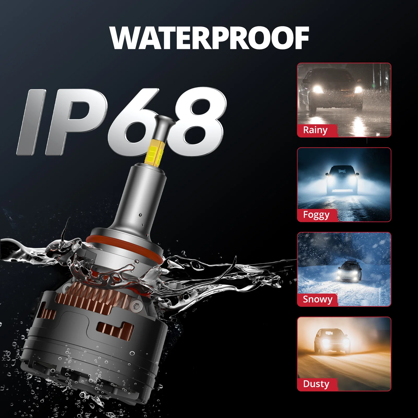 EVIL ENERGY V7 Brightest 150W 360° Full IIlumination 9005/HB3 6500K White 45000LM IP68 LED Headlight Bulbs 2 Pcs - Image 6