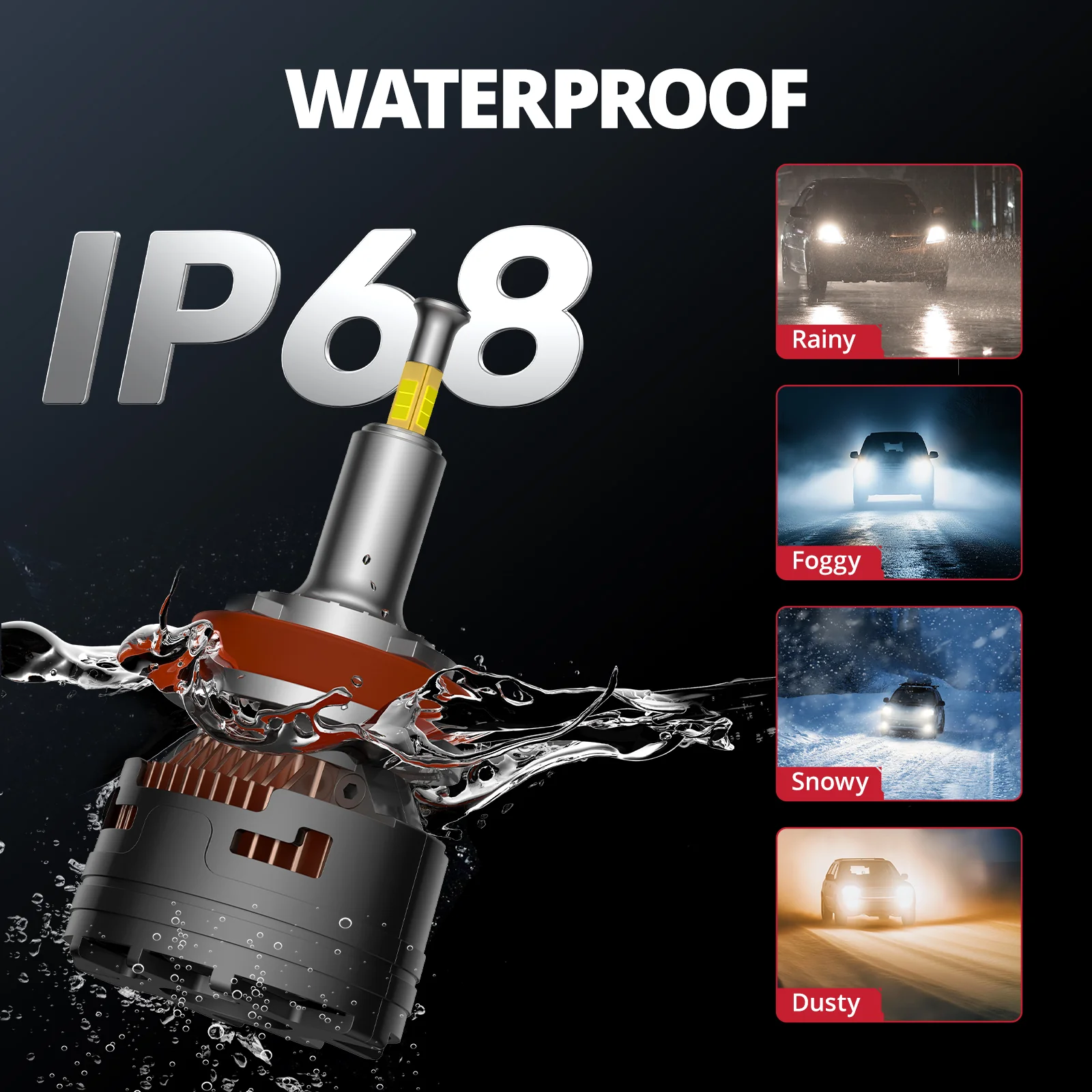 EVIL ENERGY V7 Brightest 150W 360° Full IIlumination H11/H8/H9 6500K White 45000LM IP68 LED Headlight Bulbs 2 Pcs - Image 5
