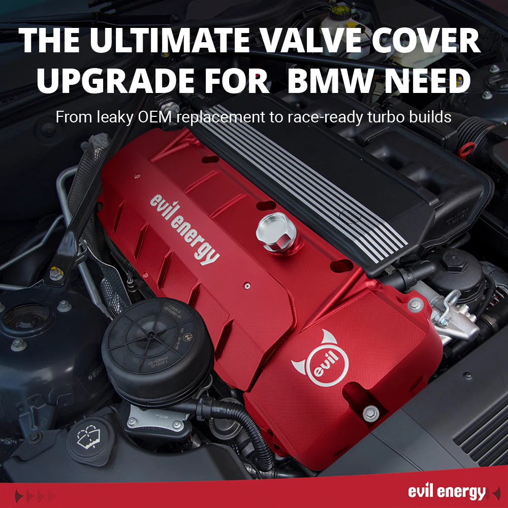 EVIL ENERGY Red CNC Billet Aluminum Valve Cover - For BMW E46 E60 M52 M54, Heat Dissipation & Engine Bay Upgrade - Image 8