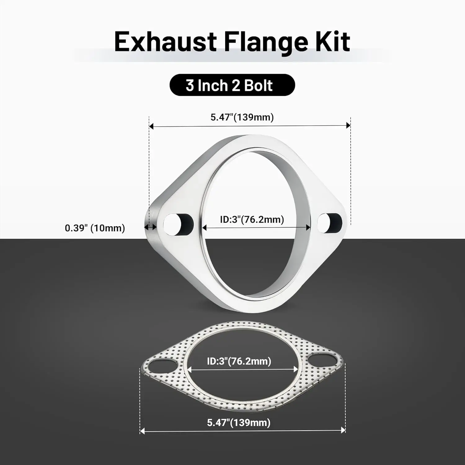 EVIL ENERGY Exhaust Flange Kit, 2-Bolt 304 Stainless Steel Weld-On with Gasket (2/2.5/3 Inch) - Image 4