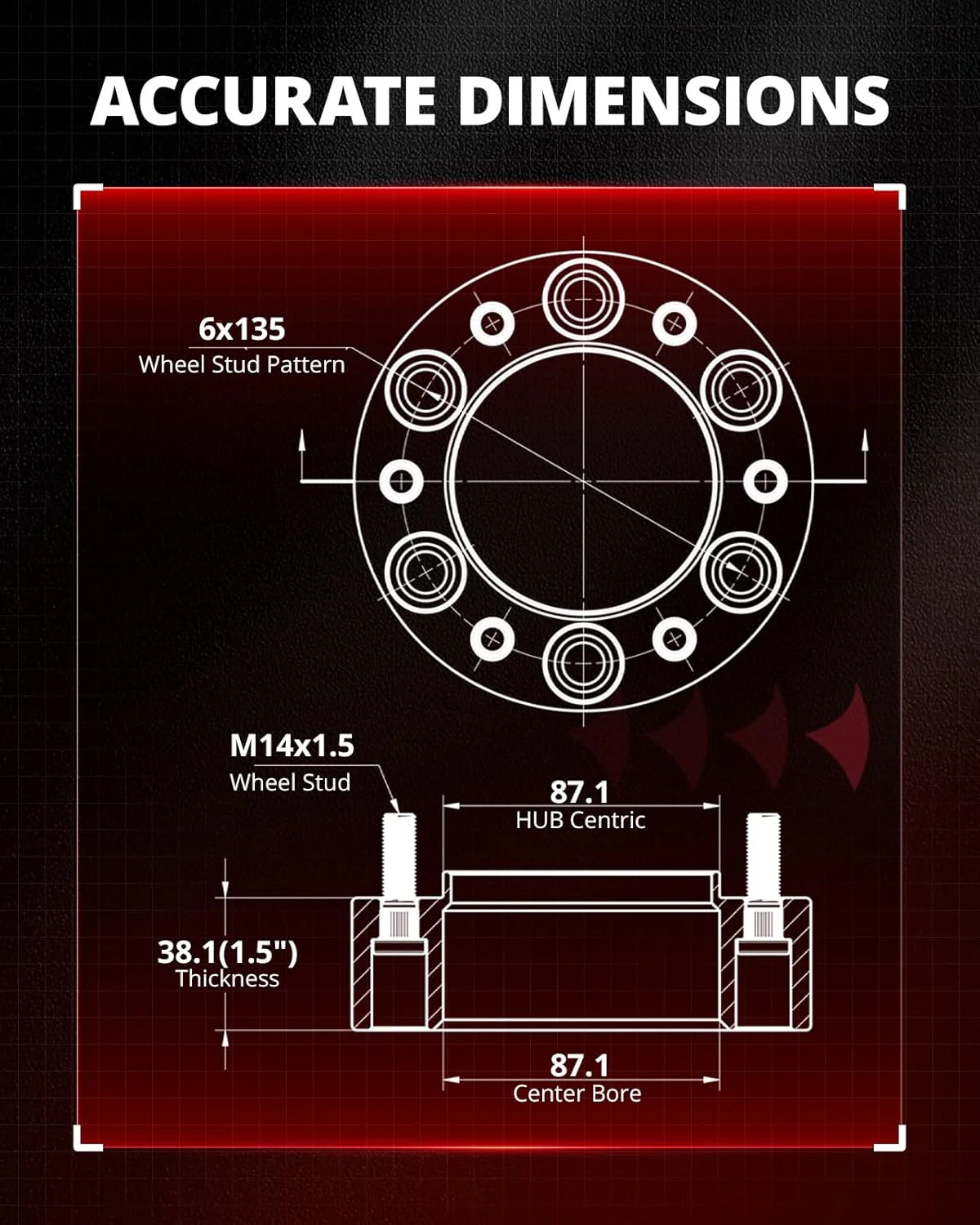 EVIL ENERGY Wheel Spacers 6x135 for F-150, Expedition, Lobo 2015-2023 4WD (1.25/1.5 Inch) - 4PCS - Image 4